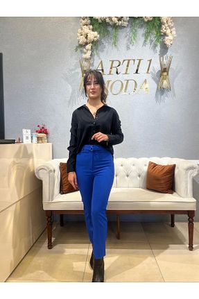 شلوار سرمه ای زنانه پاچه ساده Jument - کد 886584341