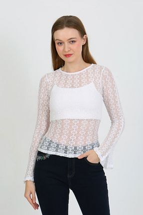 بلوز سفید زنانه ساده La Sarta - کد 869405987