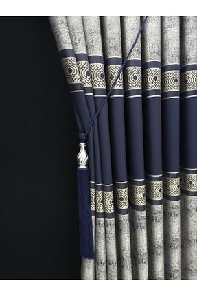 پرده زمینه سرمه ای پلی استر Art Perde - کد 886581523
