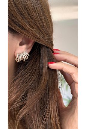 گوشواره جواهر طلائی زیرکن SU PERİSİ TAKI BİJUTERİ - کد 886595212