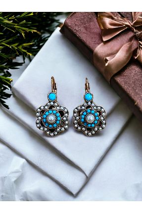 گوشواره جواهر فیروزه ای مروارید FAYRA ACCESSORIES - کد 813042644