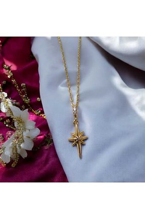 گردنبند استیل ( فولاد ) طلائی زنانه استیل (فولاد) feyza collection - کد 886604447