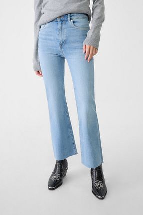 شلوار جین آبی زنانه پاچه اسپانیولی Stradivarius - کد 844816190