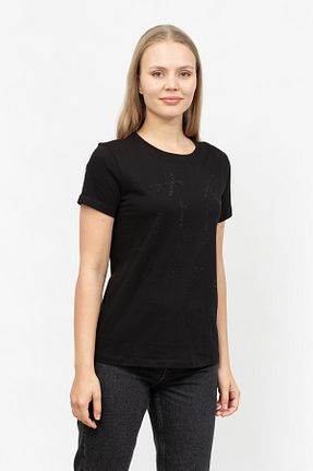تیشرت مشکی زنانه یقه دوچرخه Armani Exchange - کد 891440258