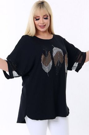 بلوز سایز بزرگ مشکی زنانه سایز بزرگ Kheos - کد 658297076