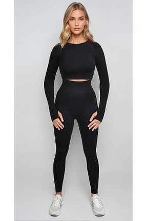 ست بالاتنه و پائین تنه اسپرت مشکی زنانه Aley Store - کد 886694531