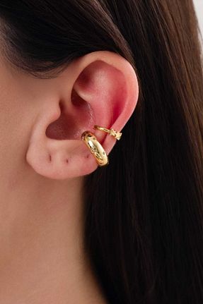 گوشواره غضروفی جواهر طلائی زنانه روکش طلا MRK - کد 886613345