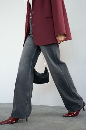 شلوار جین طوسی زنانه رگولار LOOSH - کد 886634980