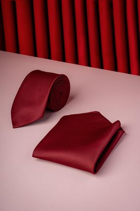 کراوات زرشکی مردانه پلی استر Hatemoğlu - کد 886665805