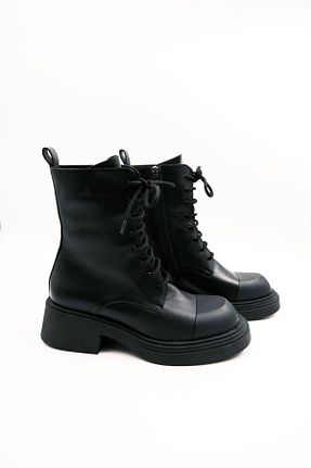 بوت / نیم بوت مشکی زنانه چرم خالص Tenau - کد 886699138