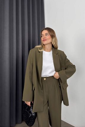 ست بالاتنه و پائین تنه خاکی زنانه بافتنی Sue Store - کد 886706097