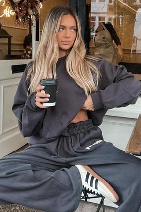 سوئیشرت طوسی زنانه ساده Moda Glo - کد 893186503