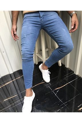 شلوار آبی مردانه لیکرا çerme - کد 229378301