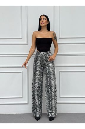 شلوار جین طوسی زنانه پاچه پهن XBELLA DENİM - کد 881284996