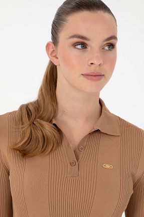 پلیور قهوه ای زنانه ساده U.S. Polo Assn. - کد 884859902