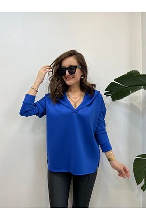 سوئیشرت آبی زنانه ساده TLG GİYİM - کد 381431343