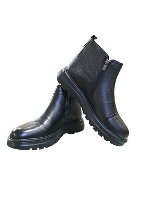 بوت / نیم بوت مشکی مردانه چرم خالص Burç - کد 796548532