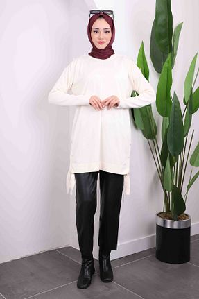 تونیک حجاب بژ زنانه مخلوط پلی استر İmajButik - کد 884884306