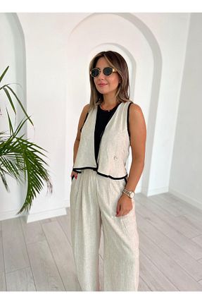 ست بالاتنه و پائین تنه رنگی زنانه کتان kubraozbeybutik - کد 884894518