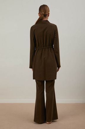 ست بالاتنه و پائین تنه حجاب خاکی زنانه اورسایز aguaje - کد 884902751