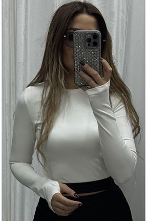 بلوز سفید زنانه ساده Daves - کد 884924537