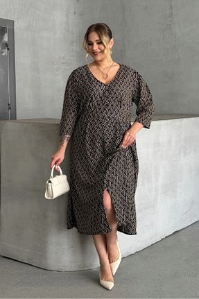 لباس سایز بزرگ مشکی زنانه ویسکون پلی استر She Wears - کد 802449281