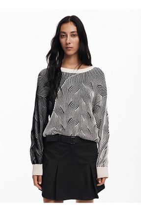 پلیور سفید زنانه طرح دار Desigual - کد 884984566