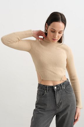 پلیور بژ زنانه رگولار Qutu Butik - کد 883985712