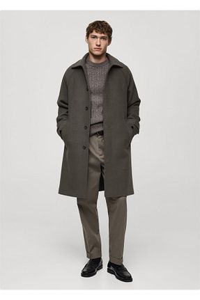 پالتو پشمی خاکی مردانه رگولار MANGO Man - کد 884979688