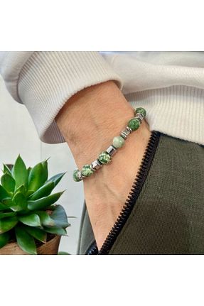 دستبند جواهر سبز زنانه سنگ طبیعی Rachel Silver - کد 884979067