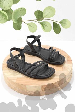 صندل مشکی زنانه پاشنه تخت Bambi - کد 737949071