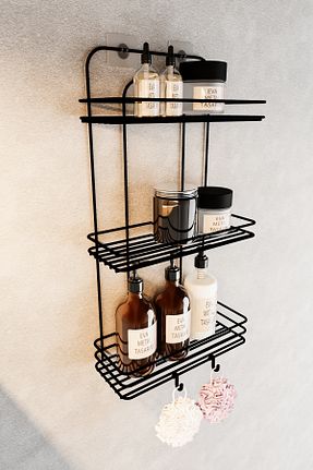 نظم دهنده حمام مشکی فلزی EVA METAL TASARIM - کد 795586565