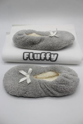 پاپوش طوسی زنانه مخملی fluffy - کد 881944335