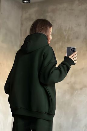 سوئیشرت خاکی زنانه ساده YAKAMEL - کد 885138101