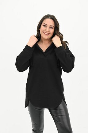 سوئیشرت سایز بزرگ مشکی زنانه سایز بزرگ Koza Butik - کد 885146633