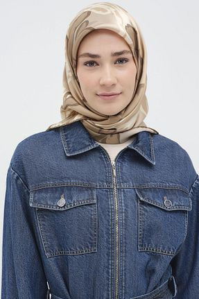 روسری قهوه ای 90 x 90 Tuğba - کد 885461952