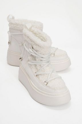 بوت برفی سفید زنانه چرم مصنوعی luvishoes - کد 885212852