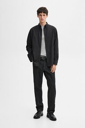 پیراهن طوسی مردانه یقه پیراهنی Massimo Dutti - کد 879002142