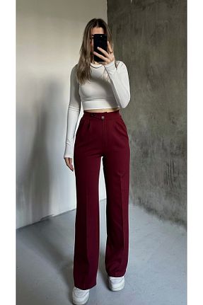 شلوار زرشکی زنانه پنبه پلی استر Asfa Moda - کد 885284314