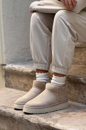 بوت / نیم بوت بژ زنانه جیر NİŞANTAŞI SHOES - کد 857638699