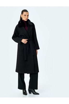 پالتو پشمی مشکی زنانه رگولار Koton - کد 885401814