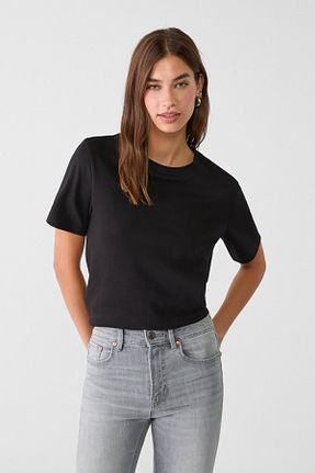 تیشرت مشکی زنانه رگولار Stradivarius - کد 848126113