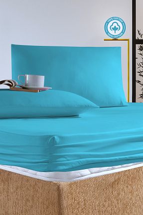 ست ملحفه دونفره فیروزه ای پنبه ای CEMETEKS FİRUZE - کد 883967147