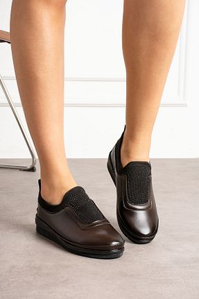 کفش کژوال قهوه ای زنانه چرم مصنوعی HKM shoes - کد 884171070