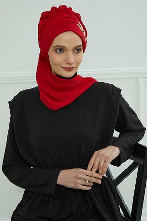 شال قرمز زنانه پنبه پلی استر Aisha