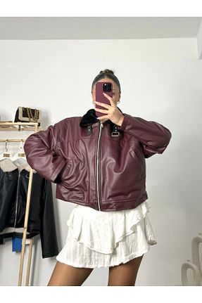 کاپشن زرشکی زنانه اورسایز nona butik - کد 885461380