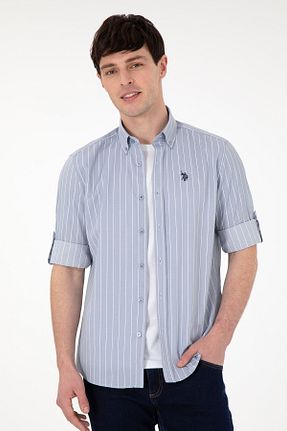پیراهن طوسی مردانه یقه دکمه دار U.S. Polo Assn. - کد 885464283