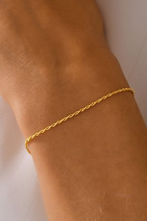 دستبند طلا زرد زنانه 14 عیار MOOM MÜCEVHERAT - کد 885488042