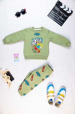 ست بالاتنه و پائین تنه سبز بچه گانه بافتنی Yalçınoğlu Kids - کد 885487539