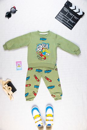 ست بالاتنه و پائین تنه سبز بچه گانه بافتنی Yalçınoğlu Kids - کد 885487539